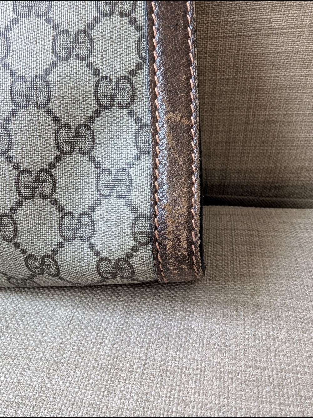 Gucci Beige GG Canvas Crossbody with Brown Leather Trim - Picture 3 of 9